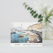 Haven Santa Lucia Naples Waterverf Save The Date Briefkaart (Staand voorkant)