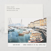 Haven Santa Lucia Naples Waterverf Save The Date Briefkaart (Voorkant / Achterkant)