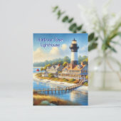 Haven Town Vuurtoren Ansichtkaart Briefkaart (Staand voorkant)