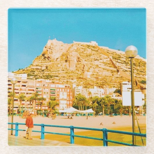 Haven van Alicante Glazen Onderzetter (Voorkant)