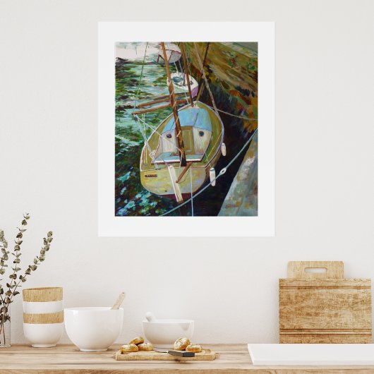 haven van Audierne à marée basse Poster (Keuken)