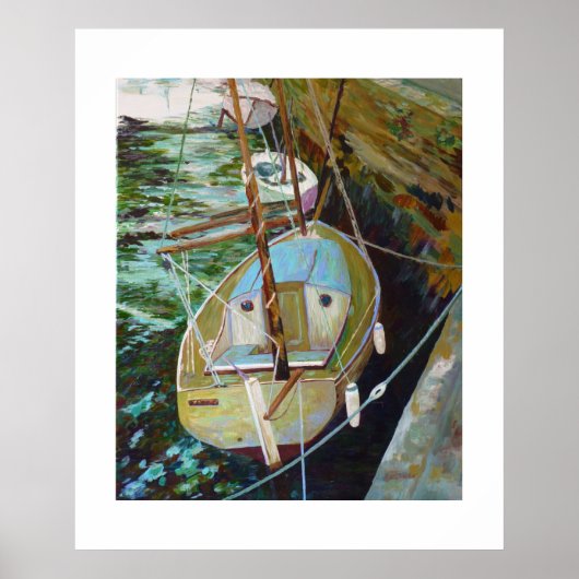 haven van Audierne à marée basse Poster (Voorkant)