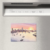 haven van Boston | Waterverf Stad Massachusetts Magneet (Insitu (Vaatwasser))