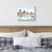 haven van Boston | Waterverf van Boston Massachuse Canvas Afdruk (Insitu (Slaapkamer))