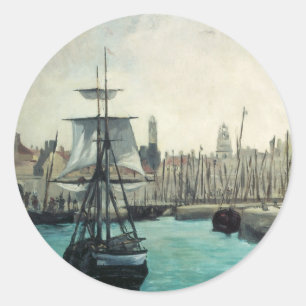 Haven van Calais door Manet, Vintage Impressionism Ronde Sticker