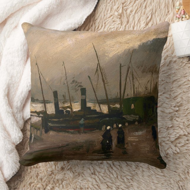 Haven van de Amsterdamse vissers in storm van Vinc Kussen (Deken)