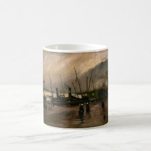 Haven van de Amsterdamse vissers in stormweer door Koffiemok