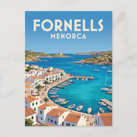 Haven van Fornells Spanje Briefkaart (Voorkant)