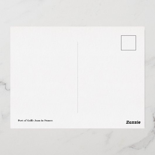 Haven van Golfe Juan in Frankrijk Folie Feestdagen Briefkaart (Achterkant)