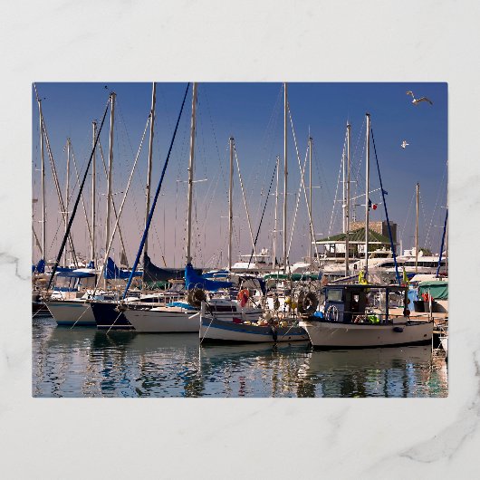 Haven van Golfe Juan in Frankrijk Folie Feestdagen Briefkaart (Voorkant)