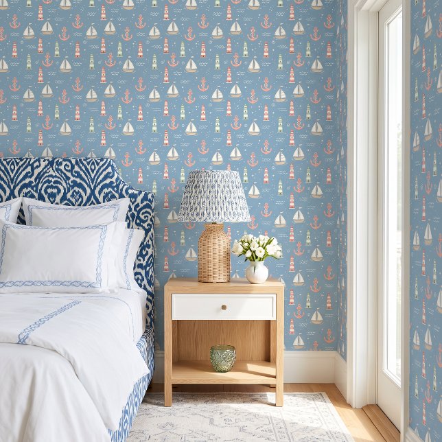 Haven van HarborWhim Kust Peel & Stick Behang (Turn every wall into a charming seaside escape.)