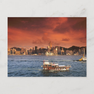Haven van Hong Kong bij zonsondergang Briefkaart