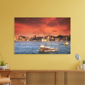Haven van Hong Kong bij zonsondergang Canvas Afdruk (Insitu (Woonkamer))