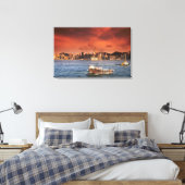Haven van Hong Kong bij zonsondergang Canvas Afdruk (Insitu (Slaapkamer))