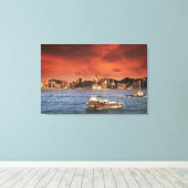 Haven van Hong Kong bij zonsondergang Canvas Afdruk (Insitu (Houten vloer))