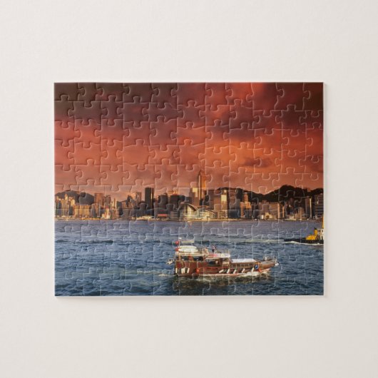 Haven van Hong Kong bij zonsondergang Legpuzzel (Horizontaal)