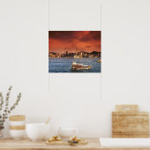 Haven van Hong Kong bij zonsondergang Poster (Keuken)