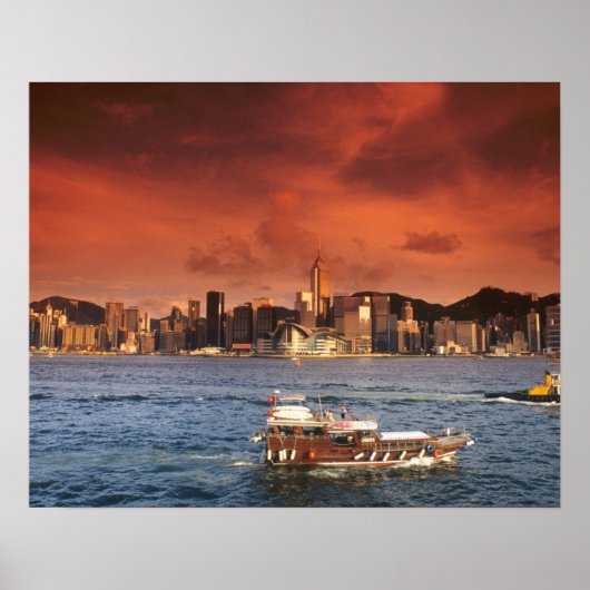 Haven van Hong Kong bij zonsondergang Poster (Voorkant)