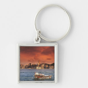 Haven van Hong Kong bij zonsondergang Sleutelhanger