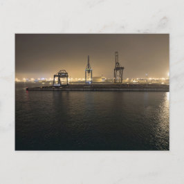 Haven van Hull bij Nacht – Industriële Docklands Briefkaart