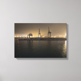 Haven van Hull bij Nacht – Industriële Docklands Canvas Afdruk