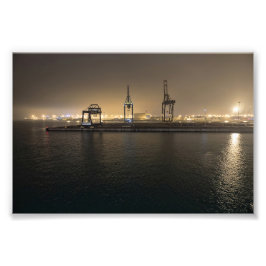 Haven van Hull bij Nacht – Industriële Docklands Foto Afdruk