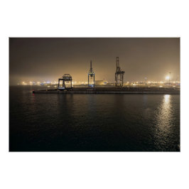 Haven van Hull bij Nacht – Industriële Docklands Perfect Poster