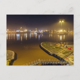Haven van Hull bij Nacht – Industriële Haven Nacht Briefkaart