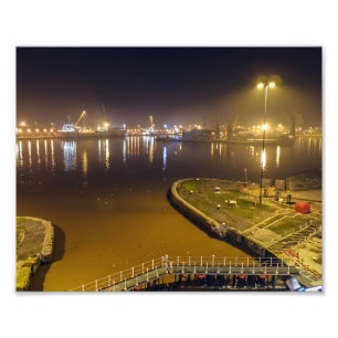 Haven van Hull bij Nacht – Industriële Haven Nacht Foto Afdruk