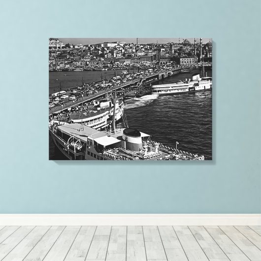  haven van Istanbul Galata in Turkije Canvas Afdruk (Insitu (Houten vloer))