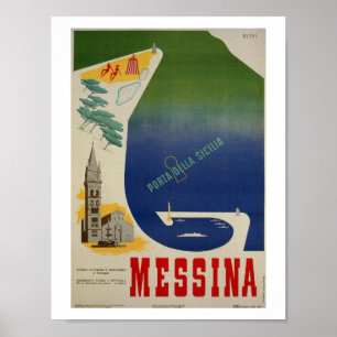 Haven van Messina in de Italiaanse regio Sicilië Poster