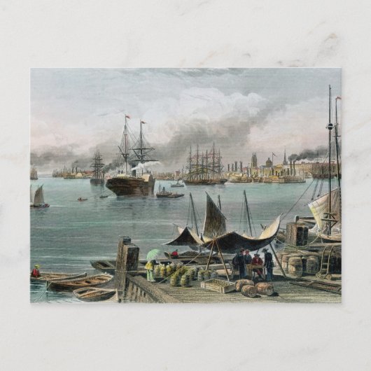 Haven van New Orleans, gegraveerd door D.G. Thomps Briefkaart (Voorkant)