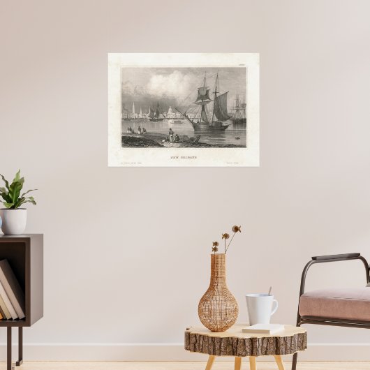 Haven van New Orleans met Tall Ships in Harbour Poster (Woonkamer 3)
