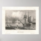 Haven van New Orleans met Tall Ships in Harbour Poster (Voorkant)