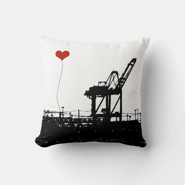 Haven van Oakland Shipping Crane Pillow Kussen (Voorkant)