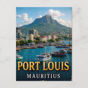 Haven van Port Louis en tropische eilandgezichten Briefkaart