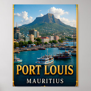 Haven van Port Louis en tropische eilandgezichten Poster