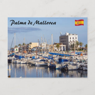 Haven van Portixol bij schemer - Palma de Mallorca Briefkaart