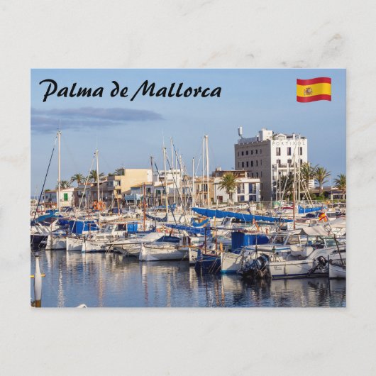 Haven van Portixol bij schemer - Palma de Mallorca Briefkaart (Voorkant)