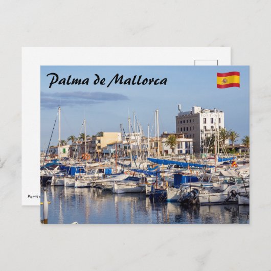 Haven van Portixol bij schemering - Palma de Mallo Briefkaart (Voorkant / Achterkant)
