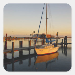Haven van Rockport, Texas bij zonsondergang Vierkante Sticker