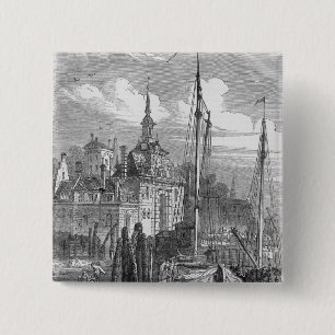 Haven van Rotterdam, Holland Vierkante Button 5,1 Cm
