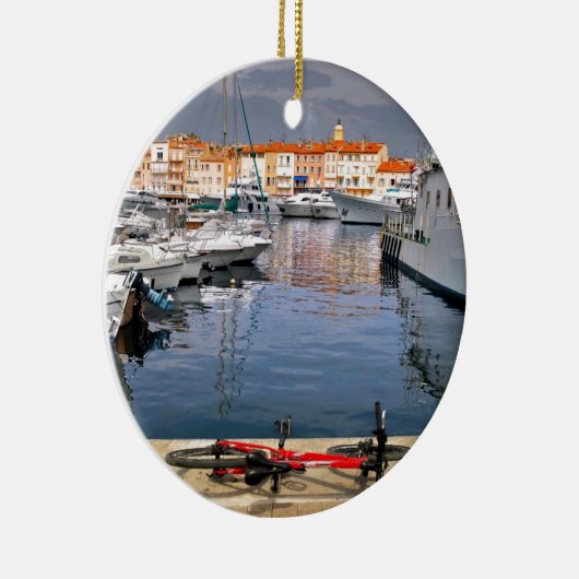 Haven van Saint-Tropez in Frankrijk Keramisch Ornament (Rechts)