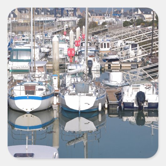 Haven van Saint-Vaast-la-Hougue in Frankrijk Vierkante Sticker (Voorkant)