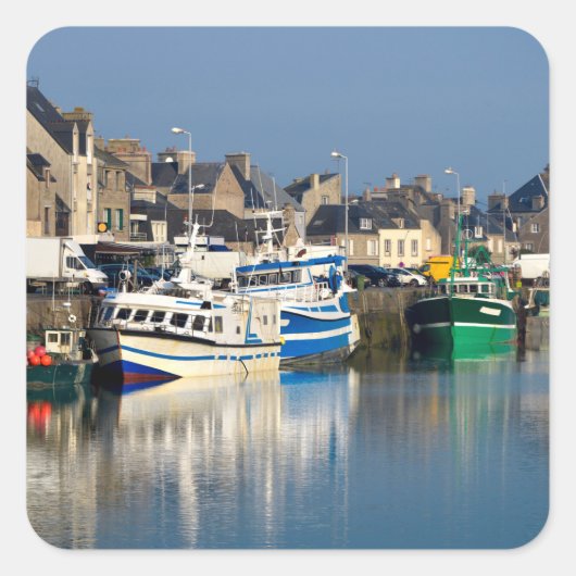 Haven van Saint-Vaast-la-Hougue in het Franse Post Vierkante Sticker (Voorkant)