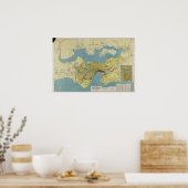 Haven van Seattle kaart c. 1918 Poster (Keuken)