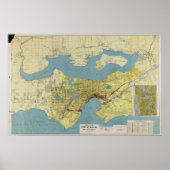 Haven van Seattle kaart c. 1918 Poster (Voorkant)