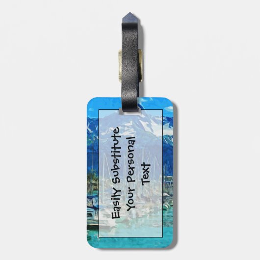 Haven van Seward Alaska Abstract expressionisme Bagagelabel (Achterkant verticaal)