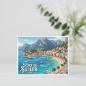 Haven van Sóller Spanje Briefkaart (Staand voorkant)