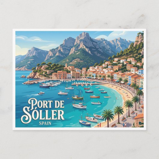 Haven van Sóller Spanje Briefkaart (Voorkant)
